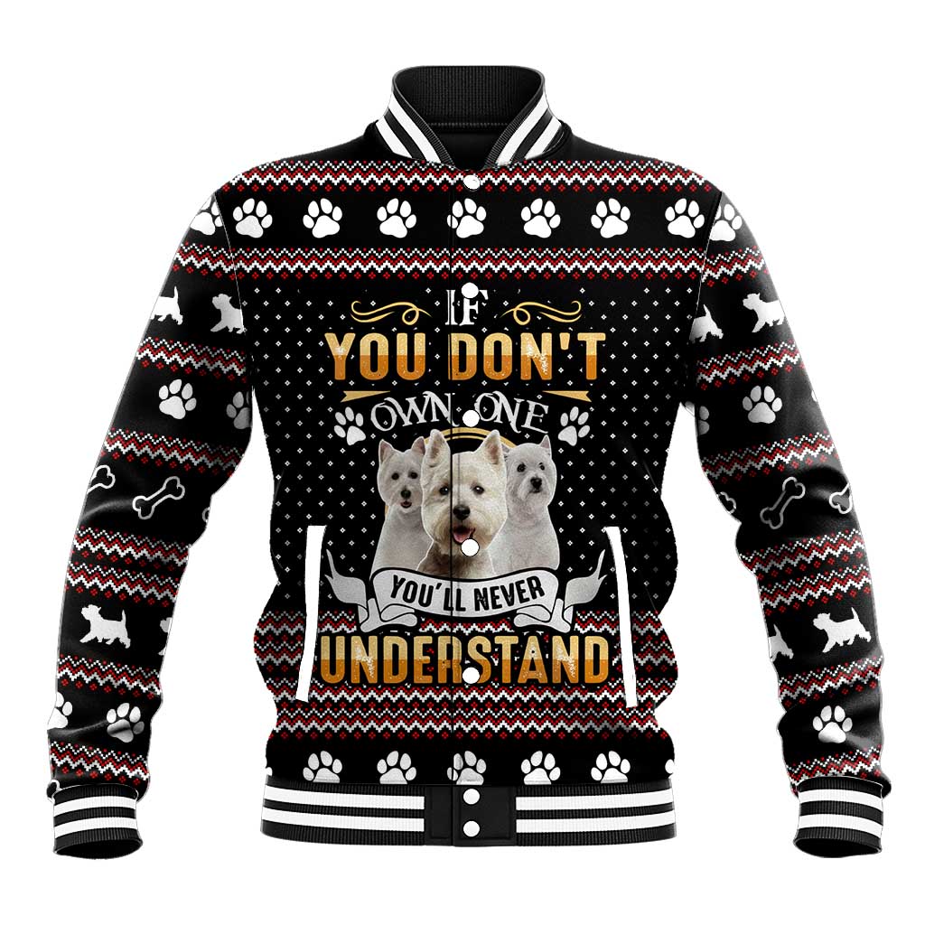 West Highland White Terrier Christmas Baseball Jacket Xmas Holiday Patterns - Wonder Print Shop