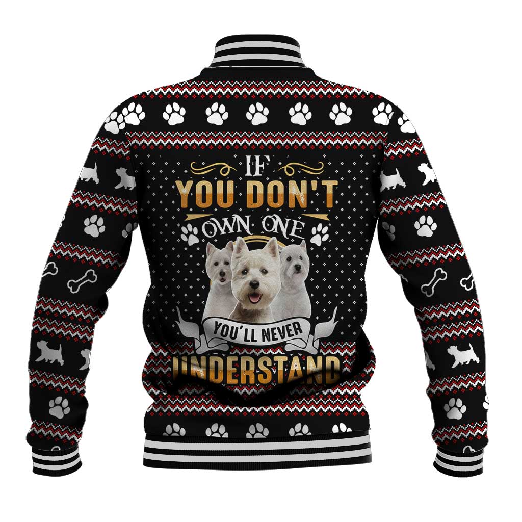 West Highland White Terrier Christmas Baseball Jacket Xmas Holiday Patterns - Wonder Print Shop