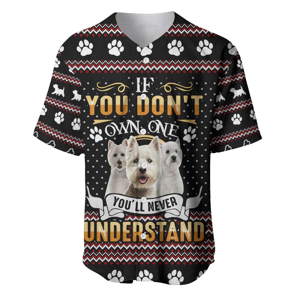 West Highland White Terrier Christmas Baseball Jersey Xmas Holiday Patterns - Wonder Print Shop