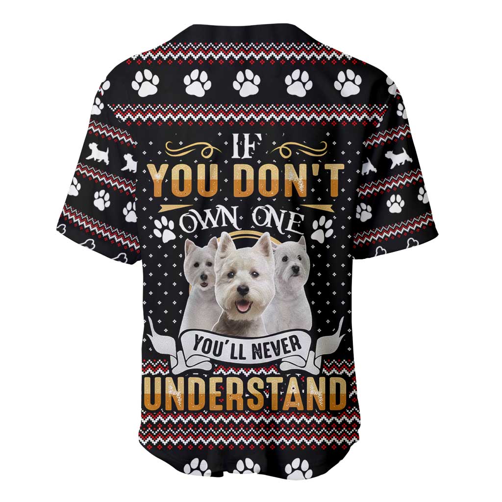 West Highland White Terrier Christmas Baseball Jersey Xmas Holiday Patterns - Wonder Print Shop