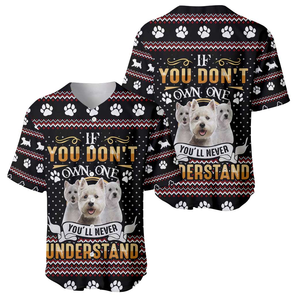 West Highland White Terrier Christmas Baseball Jersey Xmas Holiday Patterns - Wonder Print Shop