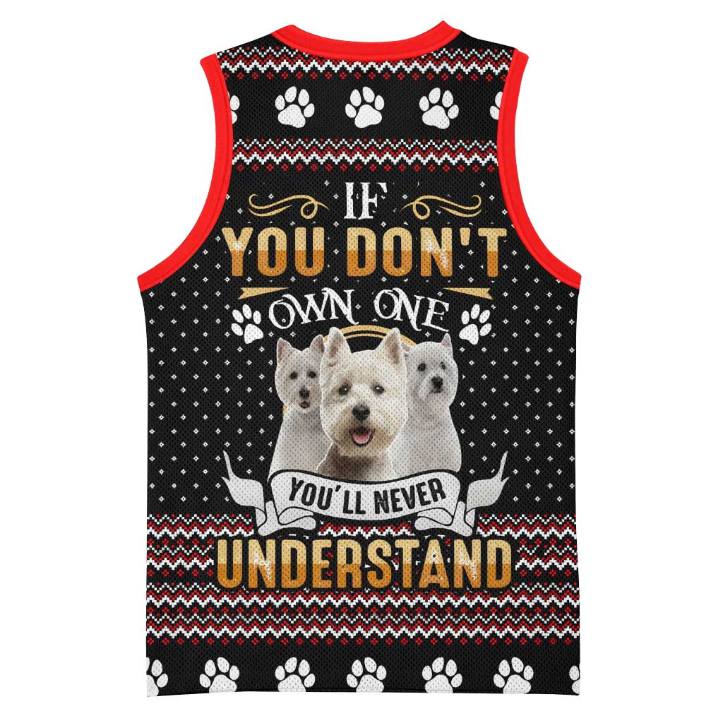West Highland White Terrier Christmas Basketball Jersey Xmas Holiday Patterns - Wonder Print Shop