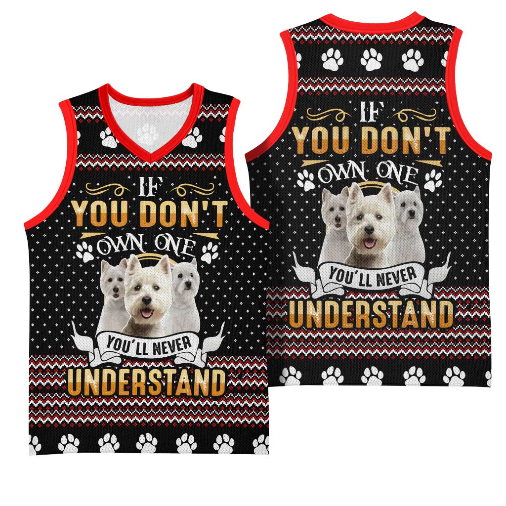 West Highland White Terrier Christmas Basketball Jersey Xmas Holiday Patterns - Wonder Print Shop