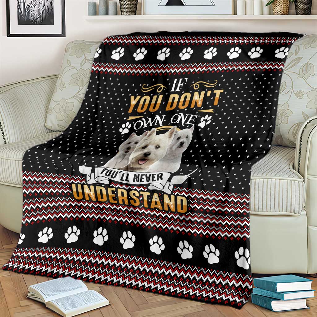 West Highland White Terrier Christmas Blanket Xmas Holiday Patterns - Wonder Print Shop