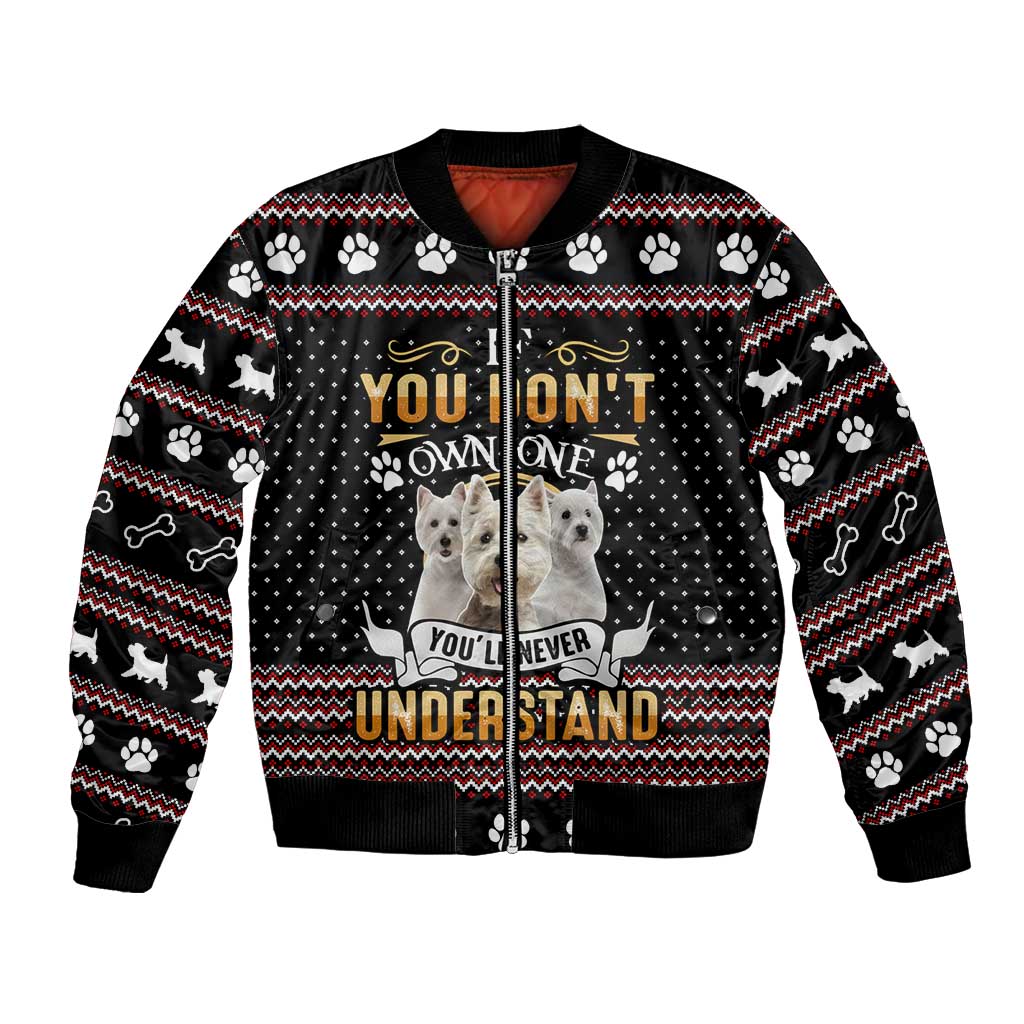 West Highland White Terrier Christmas Bomber Jacket Xmas Holiday Patterns - Wonder Print Shop