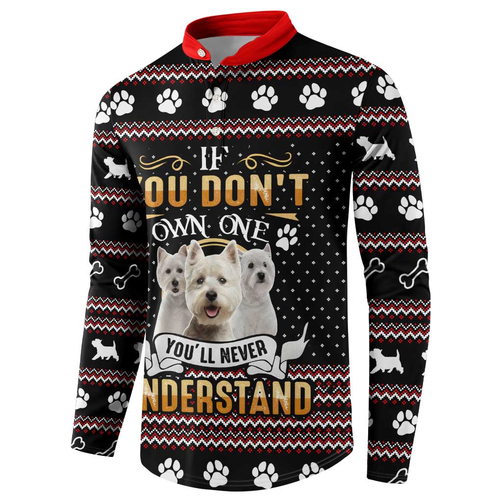 West Highland White Terrier Christmas Button Sweatshirt Xmas Holiday Patterns - Wonder Print Shop