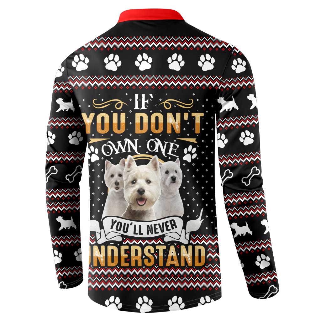 West Highland White Terrier Christmas Button Sweatshirt Xmas Holiday Patterns - Wonder Print Shop