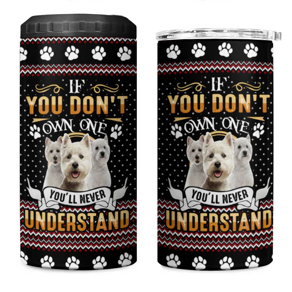 West Highland White Terrier Christmas 4 in 1 Can Cooler Tumbler Xmas Holiday Patterns - Wonder Print Shop