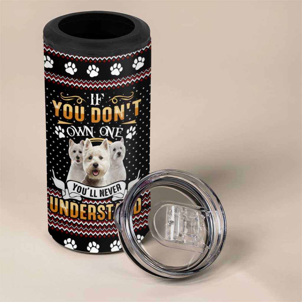 West Highland White Terrier Christmas 4 in 1 Can Cooler Tumbler Xmas Holiday Patterns - Wonder Print Shop