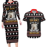 West Highland White Terrier Christmas Couples Matching Long Sleeve Bodycon Dress and Hawaiian Shirt Xmas Holiday Patterns - Wonder Print Shop