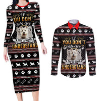 West Highland White Terrier Christmas Couples Matching Long Sleeve Bodycon Dress and Long Sleeve Button Shirt Xmas Holiday Patterns - Wonder Print Shop