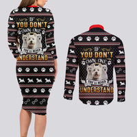 West Highland White Terrier Christmas Couples Matching Long Sleeve Bodycon Dress and Long Sleeve Button Shirt Xmas Holiday Patterns - Wonder Print Shop