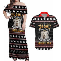 West Highland White Terrier Christmas Couples Matching Off Shoulder Maxi Dress and Hawaiian Shirt Xmas Holiday Patterns - Wonder Print Shop