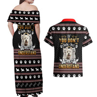 West Highland White Terrier Christmas Couples Matching Off Shoulder Maxi Dress and Hawaiian Shirt Xmas Holiday Patterns - Wonder Print Shop