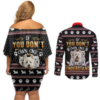 West Highland White Terrier Christmas Couples Matching Off Shoulder Short Dress and Long Sleeve Button Shirt Xmas Holiday Patterns - Wonder Print Shop