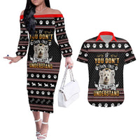 West Highland White Terrier Christmas Couples Matching Off The Shoulder Long Sleeve Dress and Hawaiian Shirt Xmas Holiday Patterns - Wonder Print Shop