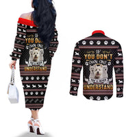West Highland White Terrier Christmas Couples Matching Off The Shoulder Long Sleeve Dress and Long Sleeve Button Shirt Xmas Holiday Patterns - Wonder Print Shop
