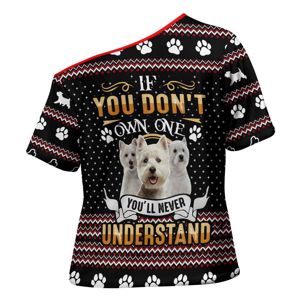 West Highland White Terrier Christmas Cross Shoulder Shirt Xmas Holiday Patterns - Wonder Print Shop