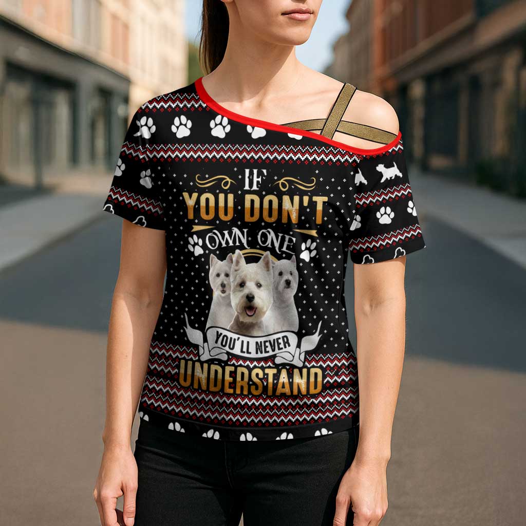 West Highland White Terrier Christmas Cross Shoulder Shirt Xmas Holiday Patterns - Wonder Print Shop