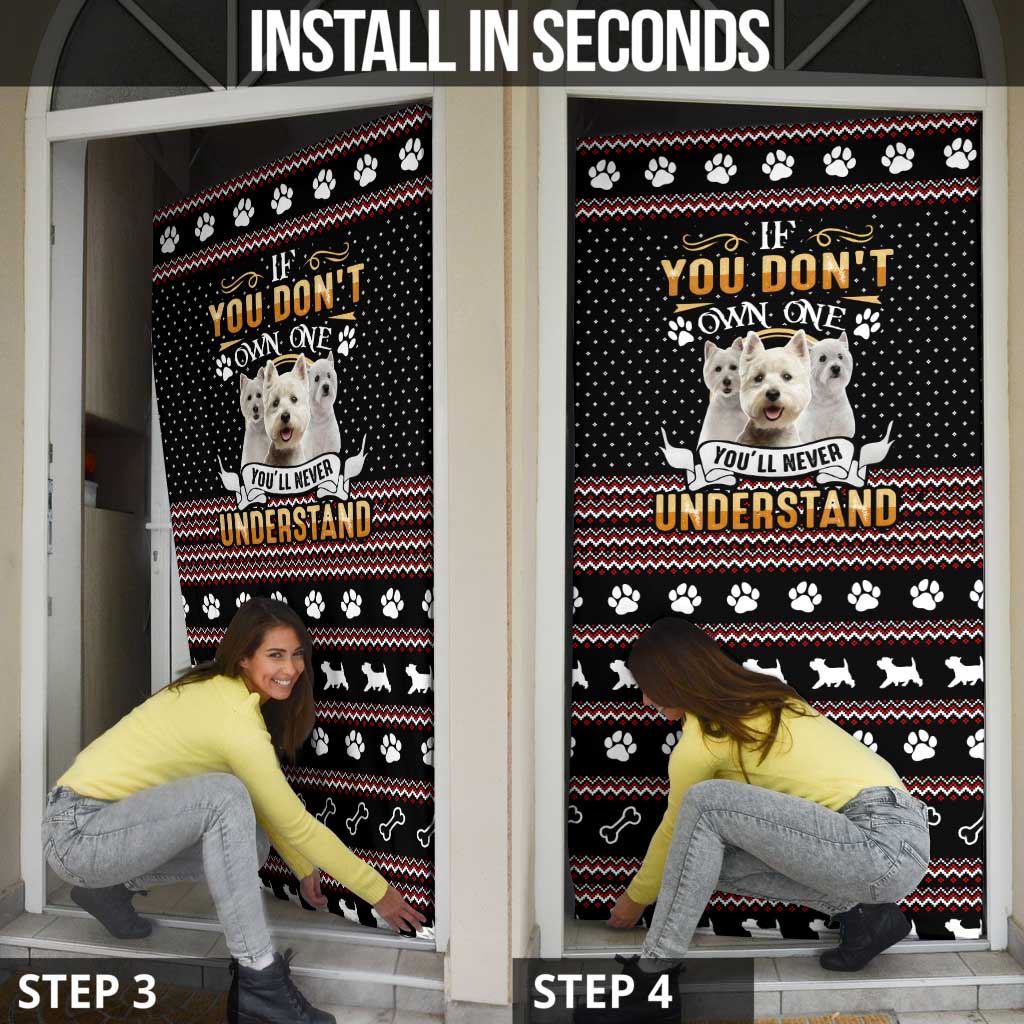 West Highland White Terrier Christmas Door Cover Xmas Holiday Patterns - Wonder Print Shop