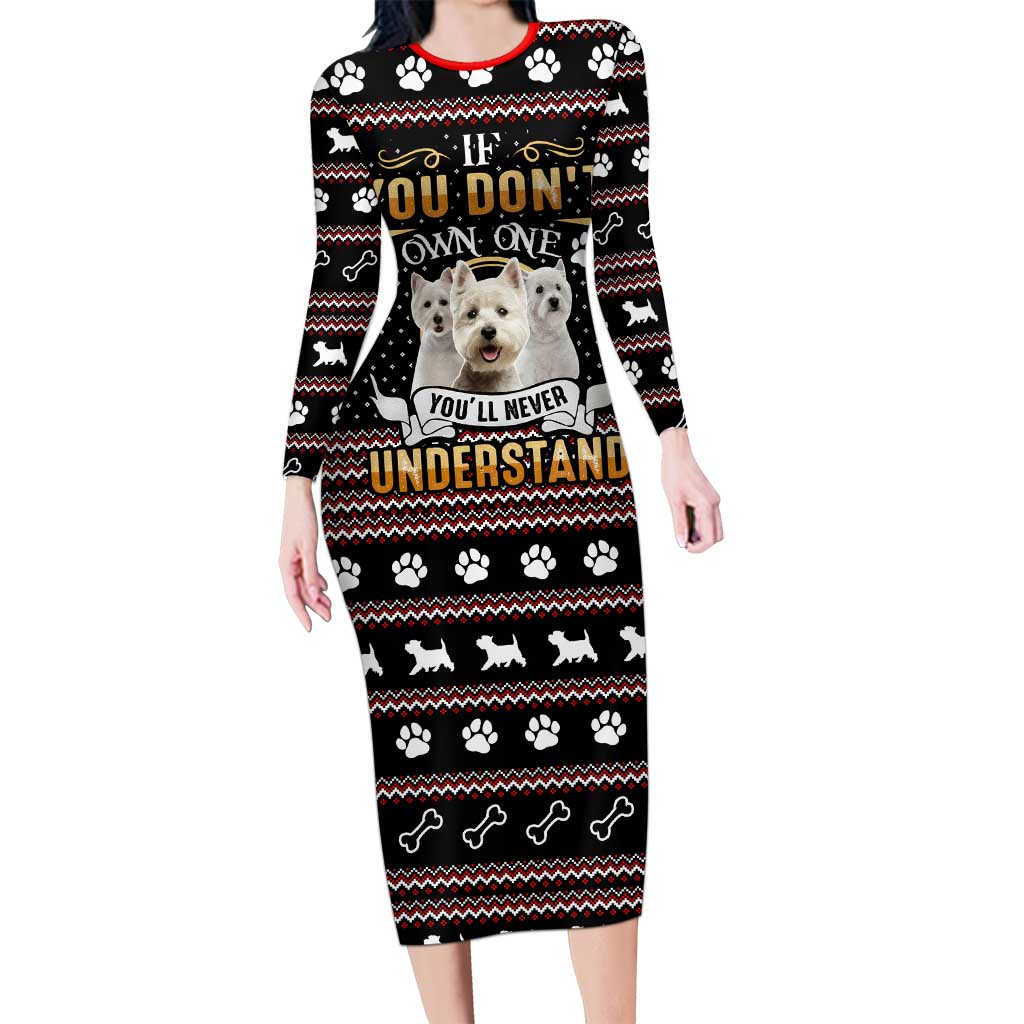 West Highland White Terrier Christmas Family Matching Long Sleeve Bodycon Dress and Hawaiian Shirt Xmas Holiday Patterns - Wonder Print Shop