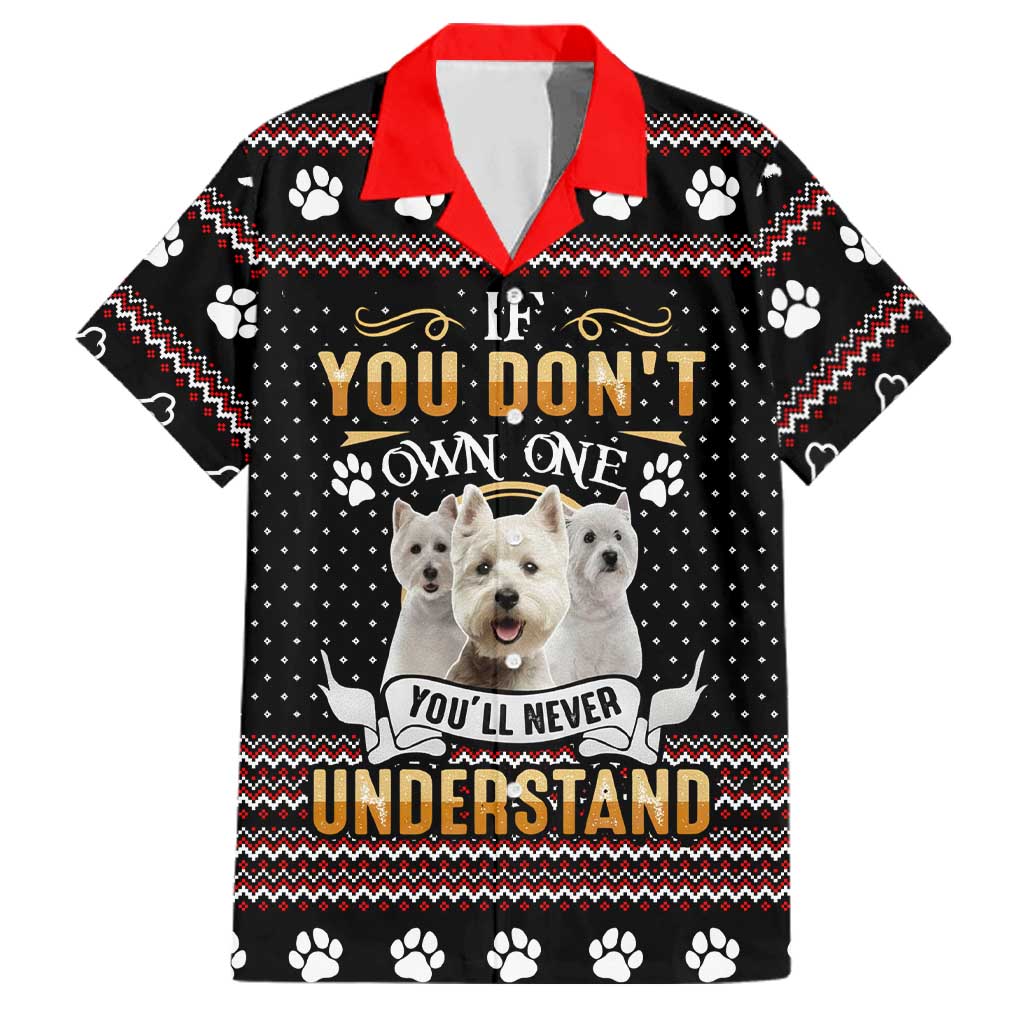 West Highland White Terrier Christmas Family Matching Off Shoulder Maxi Dress and Hawaiian Shirt Xmas Holiday Patterns - Wonder Print Shop