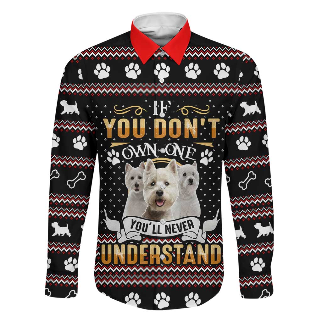 West Highland White Terrier Christmas Family Matching Off Shoulder Maxi Dress and Hawaiian Shirt Xmas Holiday Patterns - Wonder Print Shop