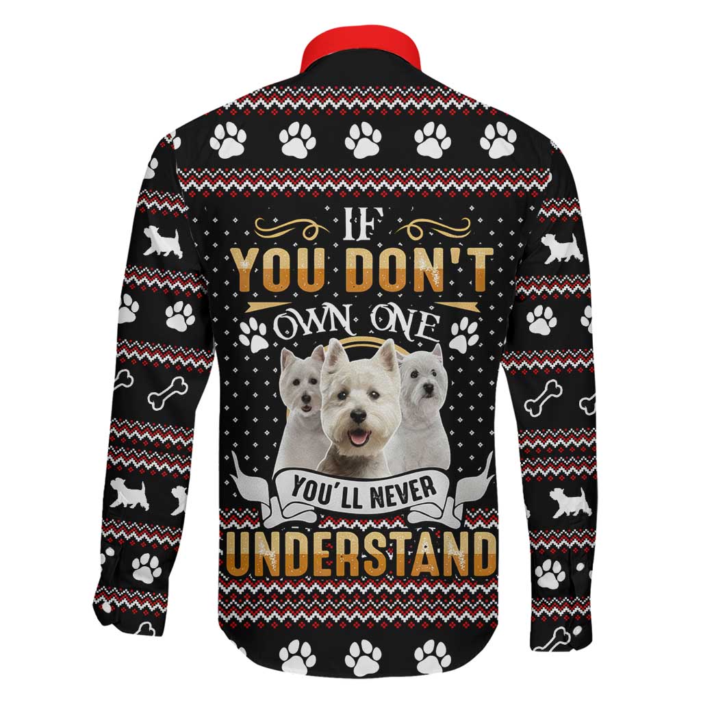 West Highland White Terrier Christmas Family Matching Off Shoulder Maxi Dress and Hawaiian Shirt Xmas Holiday Patterns - Wonder Print Shop