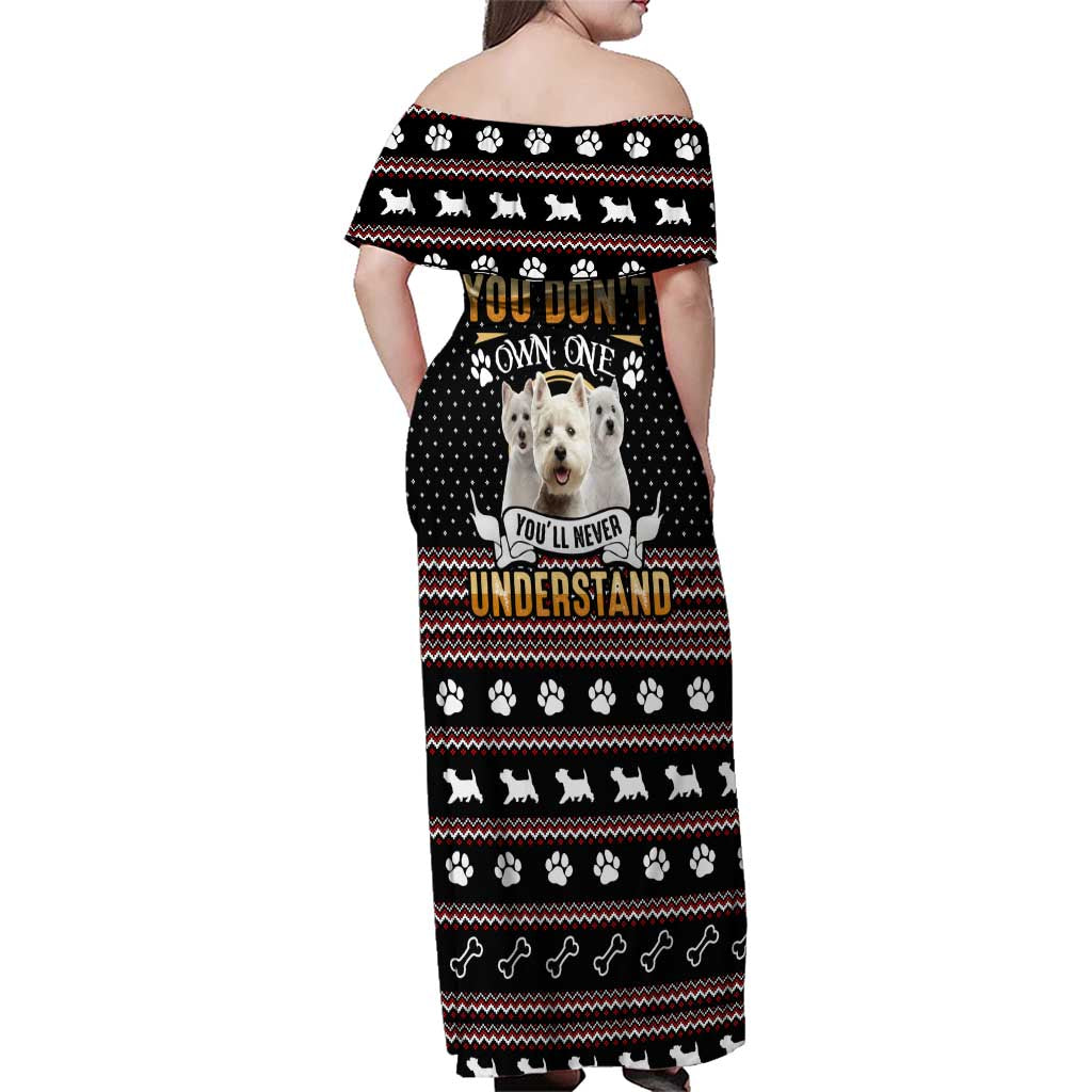 West Highland White Terrier Christmas Family Matching Off Shoulder Maxi Dress and Hawaiian Shirt Xmas Holiday Patterns - Wonder Print Shop