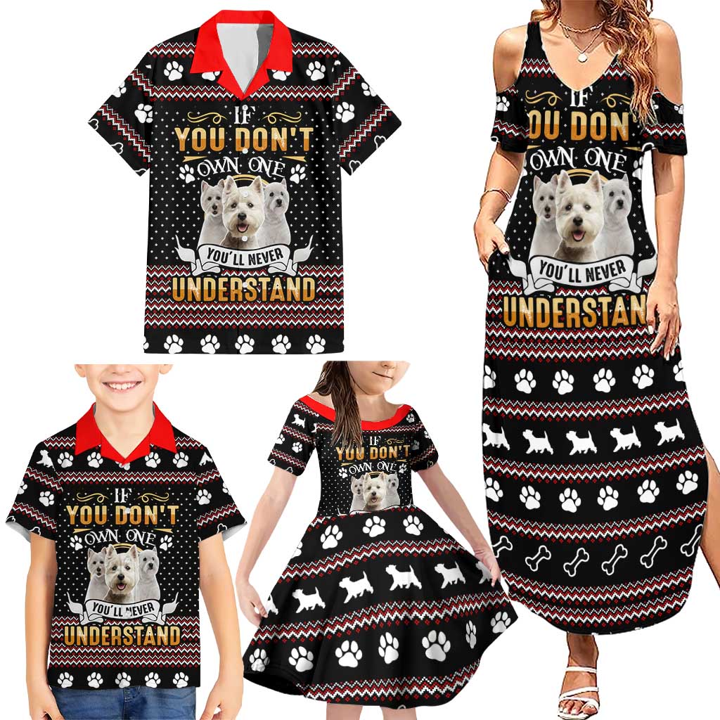 West Highland White Terrier Christmas Family Matching Summer Maxi Dress and Hawaiian Shirt Xmas Holiday Patterns - Wonder Print Shop