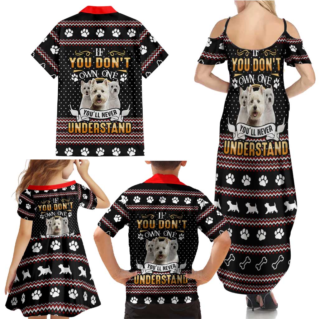 West Highland White Terrier Christmas Family Matching Summer Maxi Dress and Hawaiian Shirt Xmas Holiday Patterns - Wonder Print Shop
