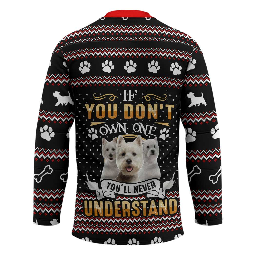 West Highland White Terrier Christmas Hockey Jersey Xmas Holiday Patterns - Wonder Print Shop