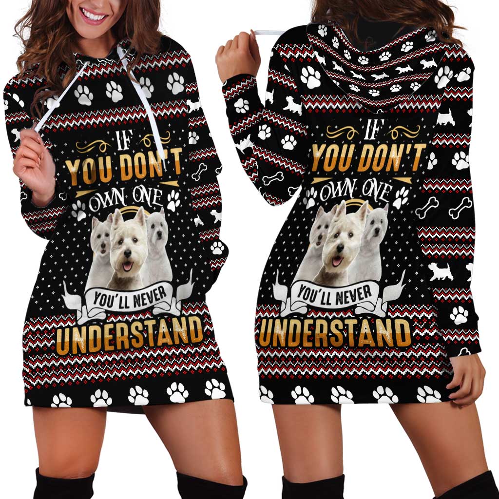 West Highland White Terrier Christmas Hoodie Dress Xmas Holiday Patterns - Wonder Print Shop