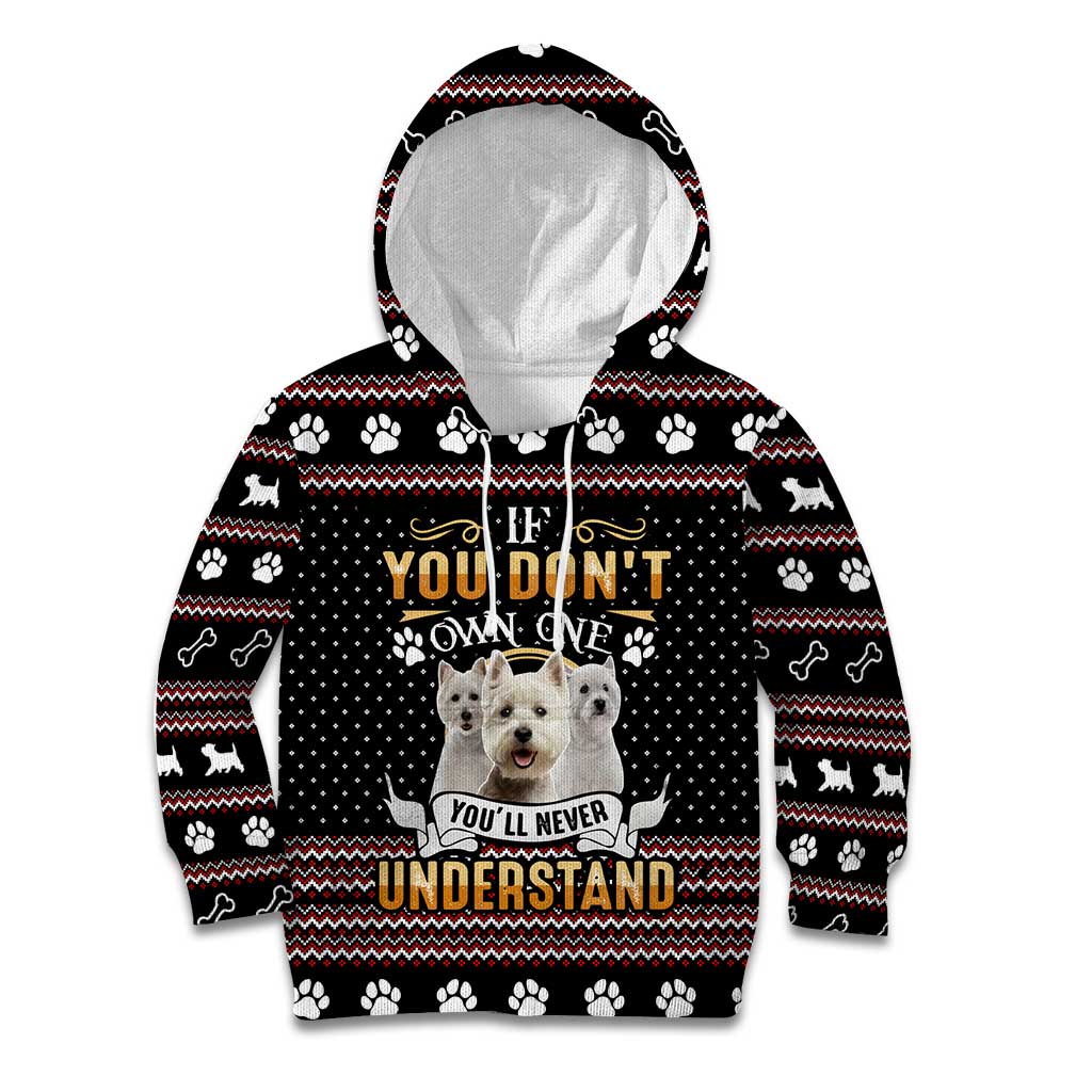 West Highland White Terrier Christmas Kid Hoodie Xmas Holiday Patterns - Wonder Print Shop