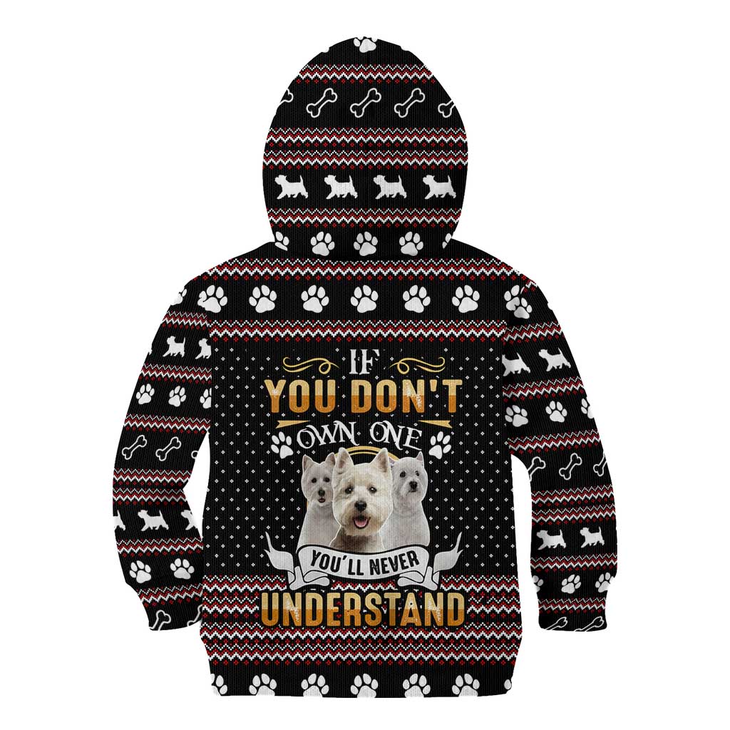 West Highland White Terrier Christmas Kid Hoodie Xmas Holiday Patterns - Wonder Print Shop