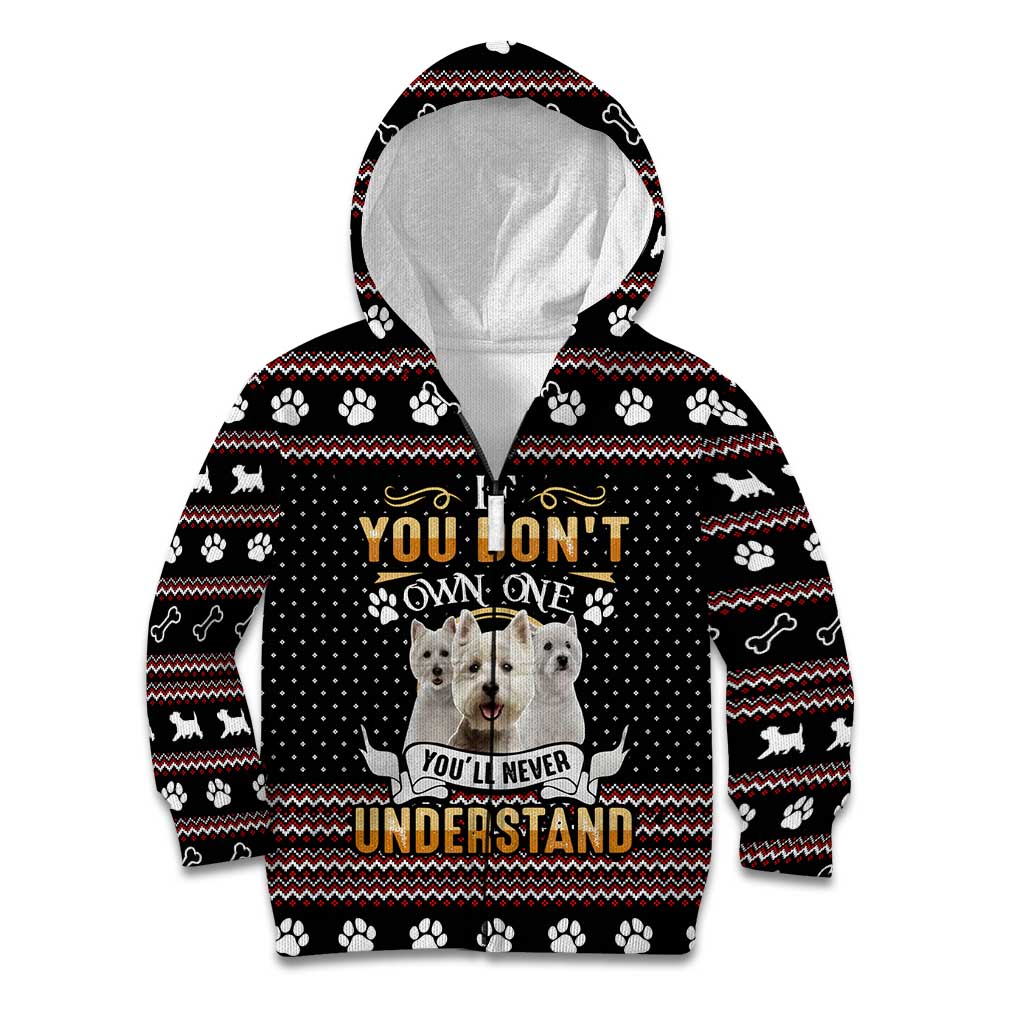 West Highland White Terrier Christmas Kid Hoodie Xmas Holiday Patterns - Wonder Print Shop