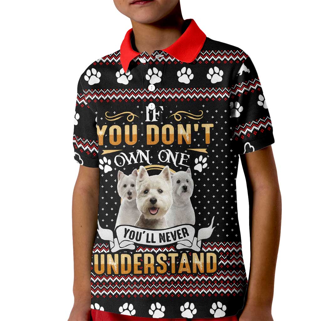 West Highland White Terrier Christmas Kid Polo Shirt Xmas Holiday Patterns - Wonder Print Shop