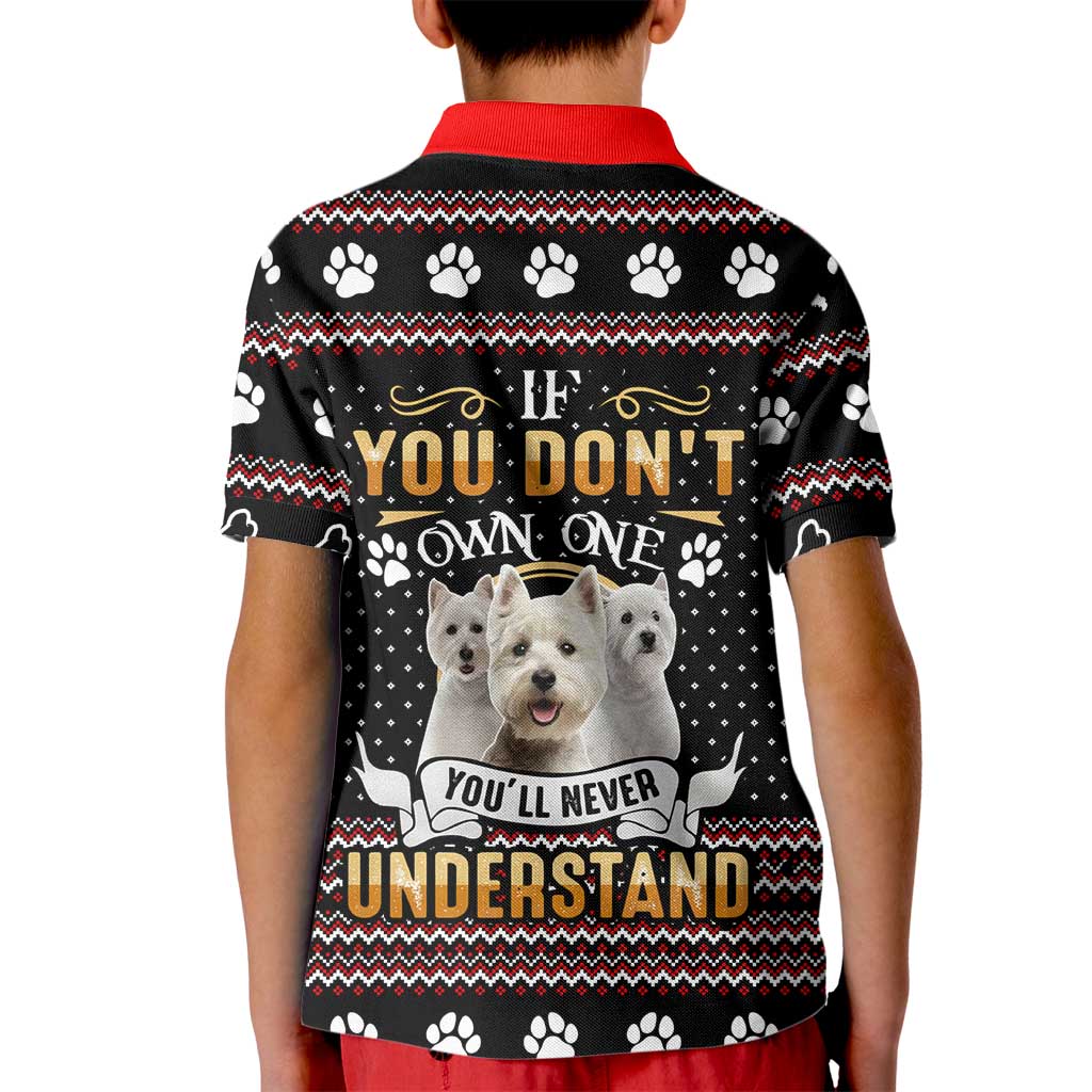West Highland White Terrier Christmas Kid Polo Shirt Xmas Holiday Patterns - Wonder Print Shop