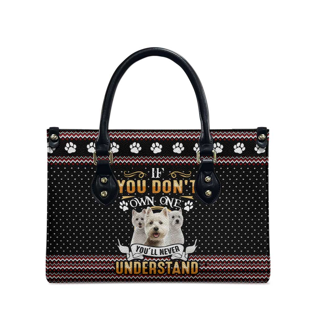 West Highland White Terrier Christmas Leather Bag Xmas Holiday Patterns - Wonder Print Shop