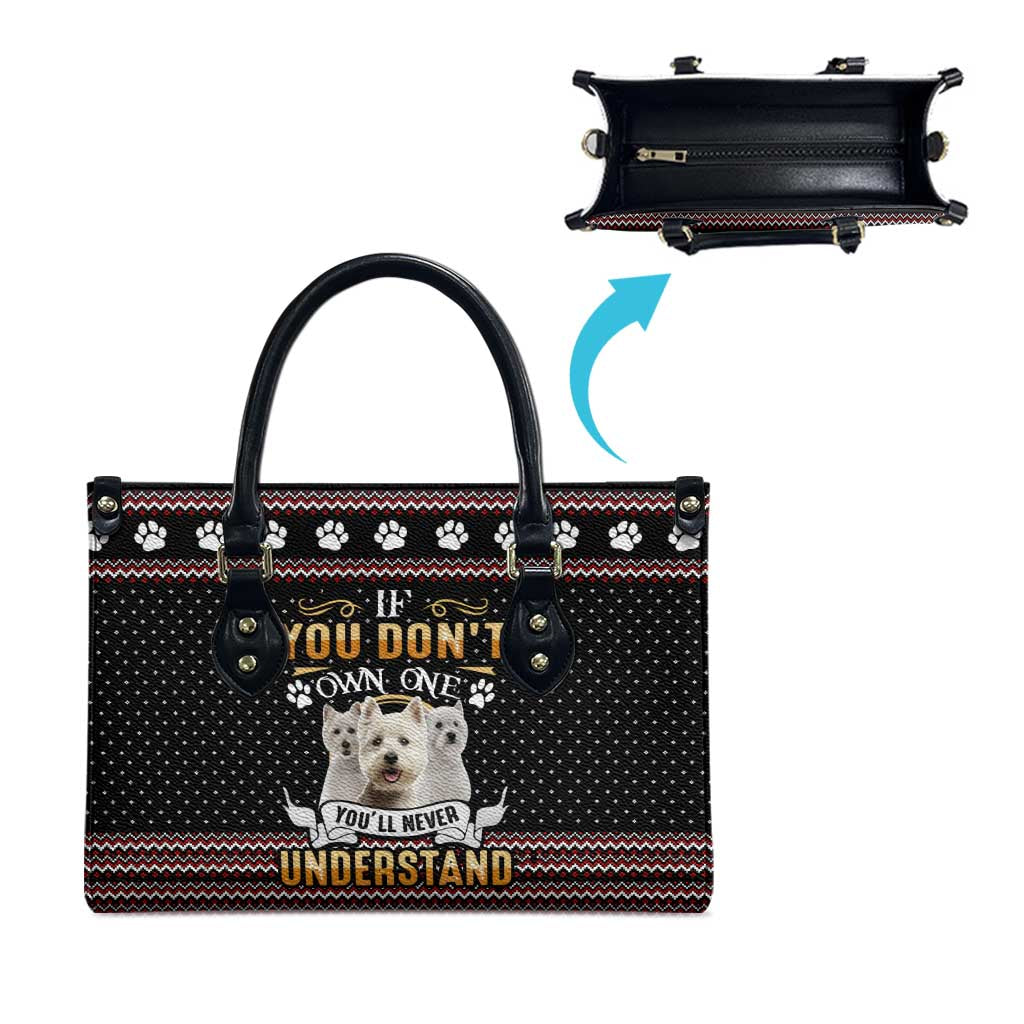 West Highland White Terrier Christmas Leather Bag Xmas Holiday Patterns - Wonder Print Shop