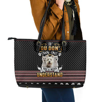 West Highland White Terrier Christmas Leather Tote Bag Xmas Holiday Patterns - Wonder Print Shop