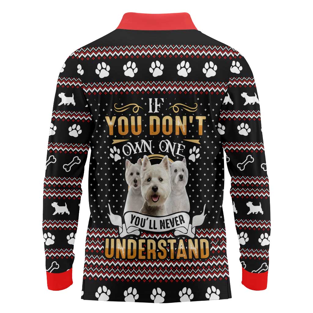 West Highland White Terrier Christmas Long Sleeve Polo Shirt Xmas Holiday Patterns - Wonder Print Shop