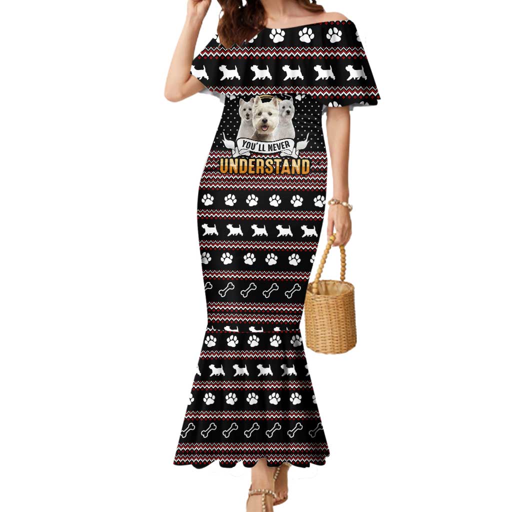 West Highland White Terrier Christmas Mermaid Dress Xmas Holiday Patterns - Wonder Print Shop