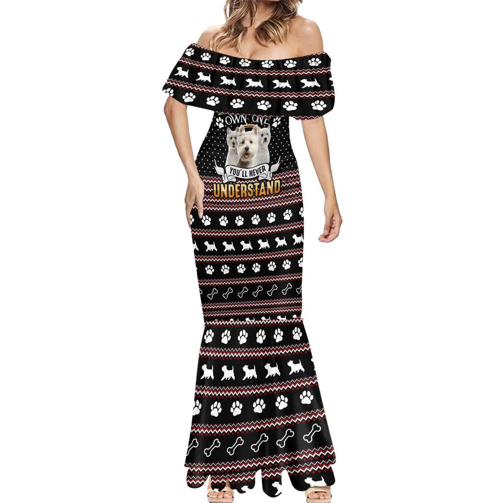 West Highland White Terrier Christmas Mermaid Dress Xmas Holiday Patterns - Wonder Print Shop