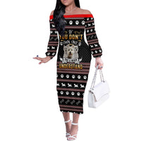 West Highland White Terrier Christmas Off The Shoulder Long Sleeve Dress Xmas Holiday Patterns - Wonder Print Shop
