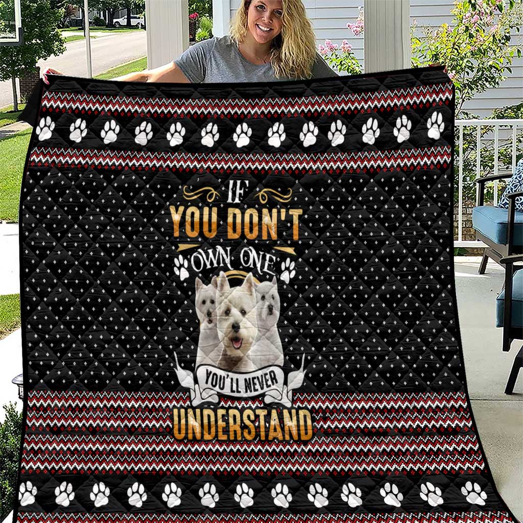 West Highland White Terrier Christmas Quilt Xmas Holiday Patterns - Wonder Print Shop