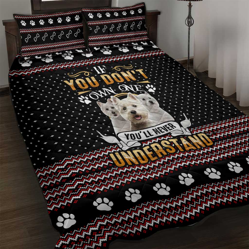 West Highland White Terrier Christmas Quilt Bed Set Xmas Holiday Patterns - Wonder Print Shop