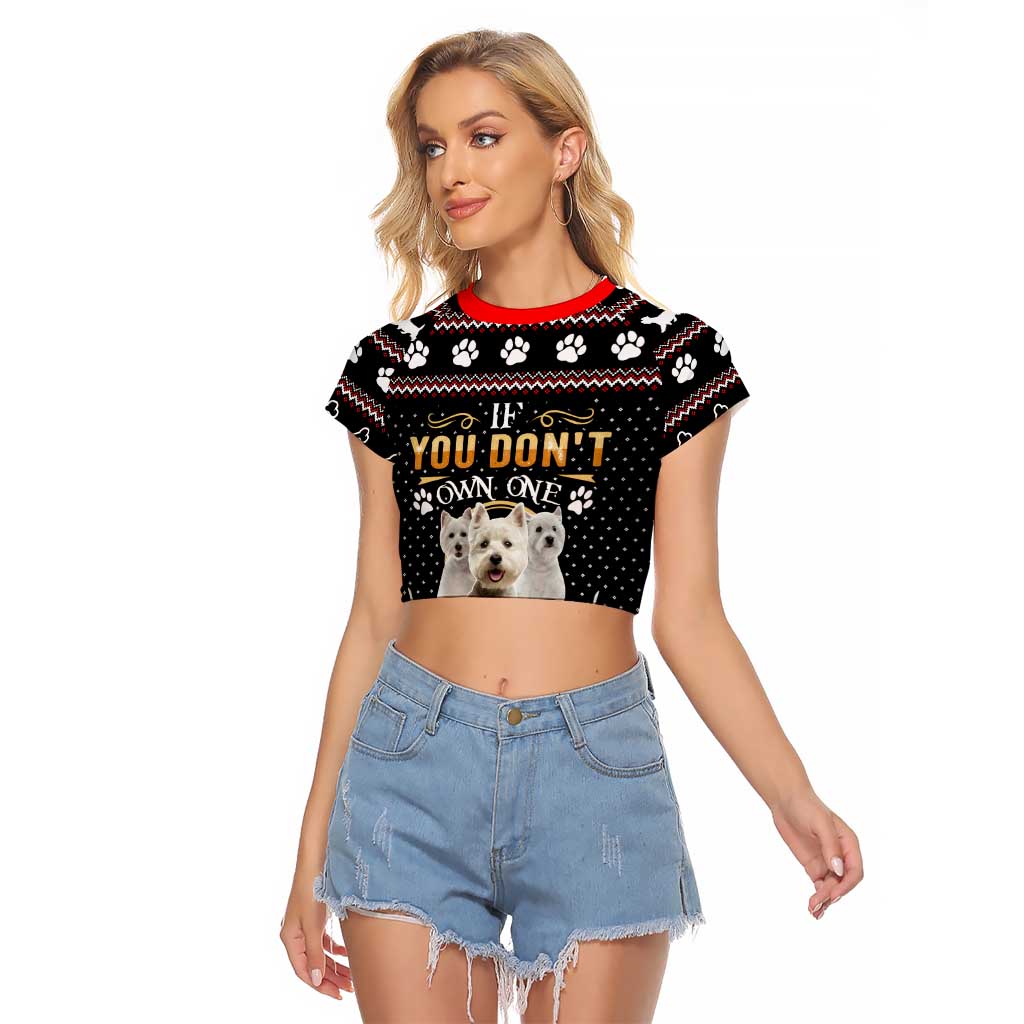 West Highland White Terrier Christmas Raglan Cropped T Shirt Xmas Holiday Patterns - Wonder Print Shop