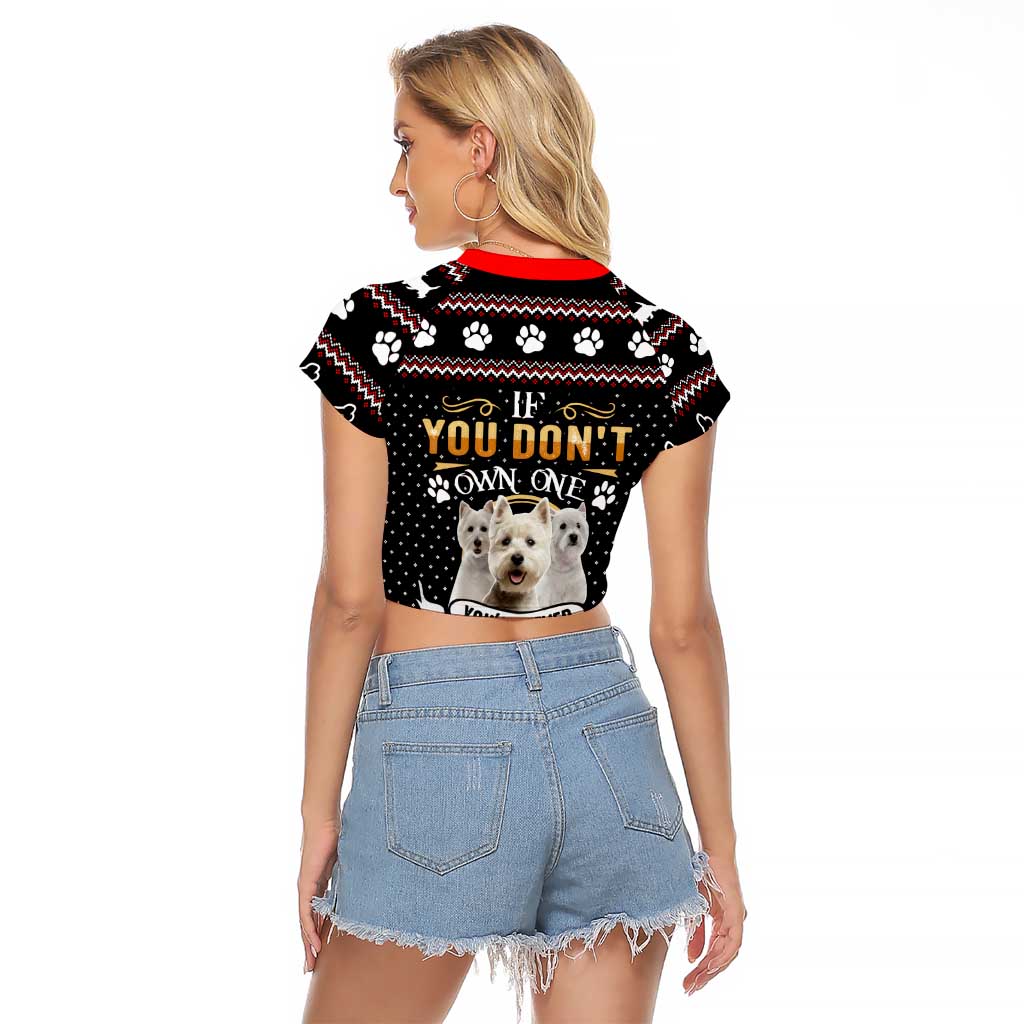 West Highland White Terrier Christmas Raglan Cropped T Shirt Xmas Holiday Patterns - Wonder Print Shop