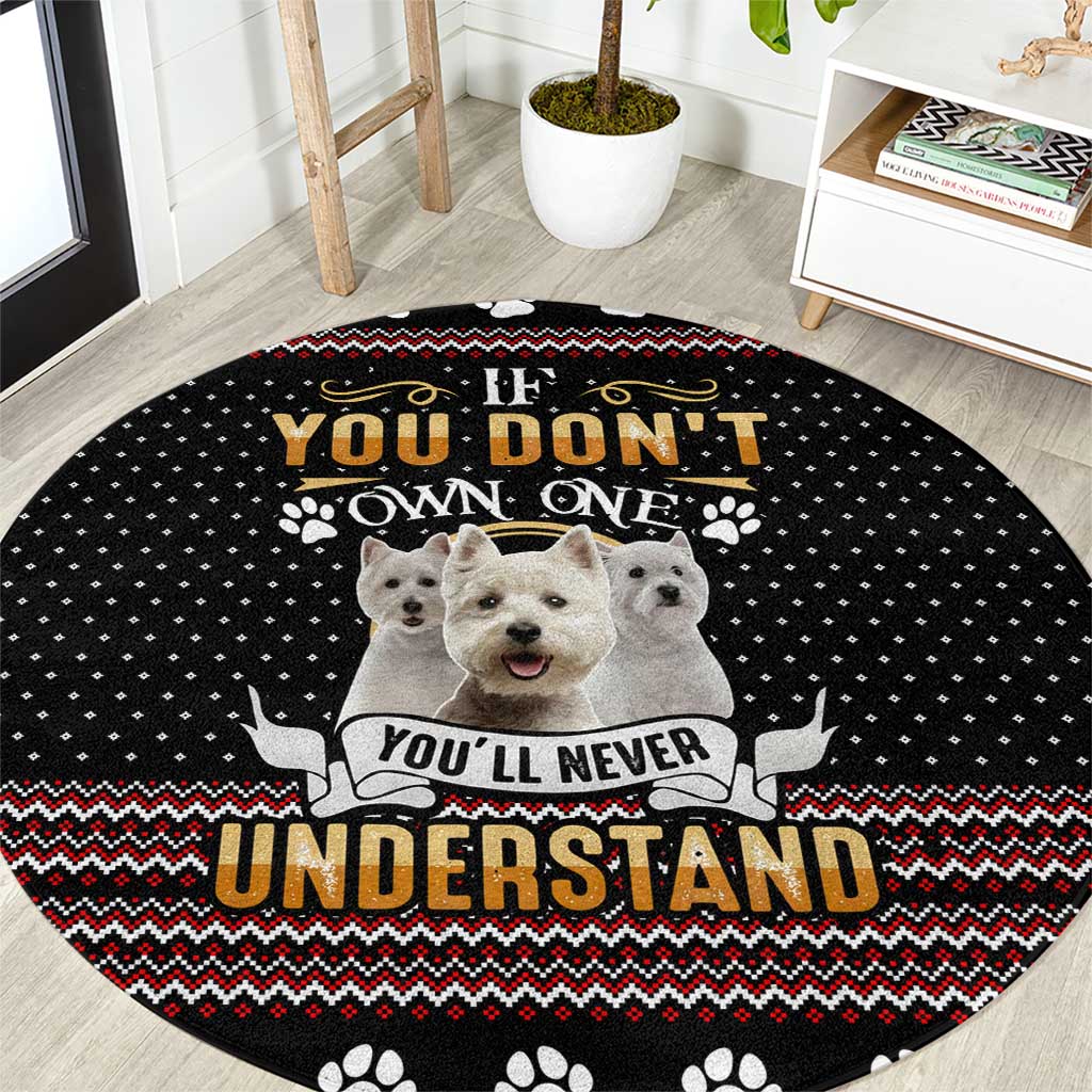 West Highland White Terrier Christmas Round Carpet Xmas Holiday Patterns - Wonder Print Shop